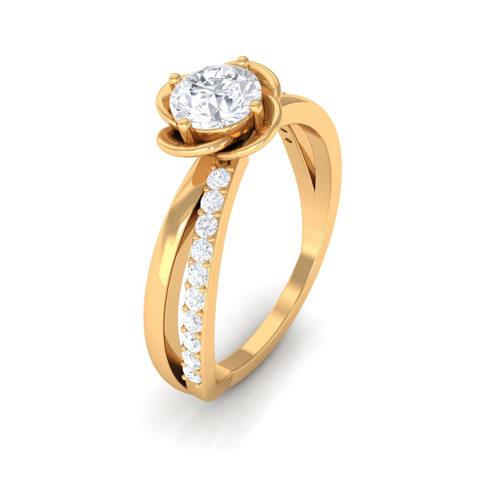 Rosec Jewels-Certified Moissanite Flower Promise Ring