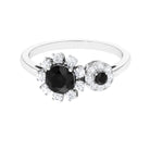 Rosec Jewels-Created Black Diamond Designer Halo Engagement Ring with Diamond