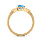 Rosec Jewels-Swiss Blue Topaz Solitaire Flower Ring with Diamond