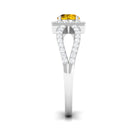 Rosec Jewels-1.5 CT Split Shank Yellow Sapphire Engagement Ring with Diamond Accent