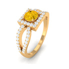 Rosec Jewels-1.5 CT Split Shank Yellow Sapphire Engagement Ring with Diamond Accent