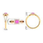 Rosec Jewels-Round Pink Sapphire and Diamond Halo Ring in Split Shank