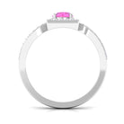 Rosec Jewels-Round Pink Sapphire and Diamond Halo Ring in Split Shank