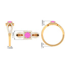 Rosec Jewels-Round Pink Sapphire and Diamond Halo Ring in Split Shank