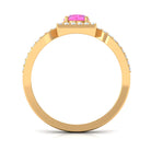 Rosec Jewels-Round Pink Sapphire and Diamond Halo Ring in Split Shank