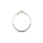 Rosec Jewels-Round Green Sapphire and Diamond Halo Ring in Split Shank