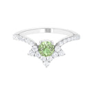 Rosec Jewels-Round Green Sapphire Designer Engagement Ring with Diamond