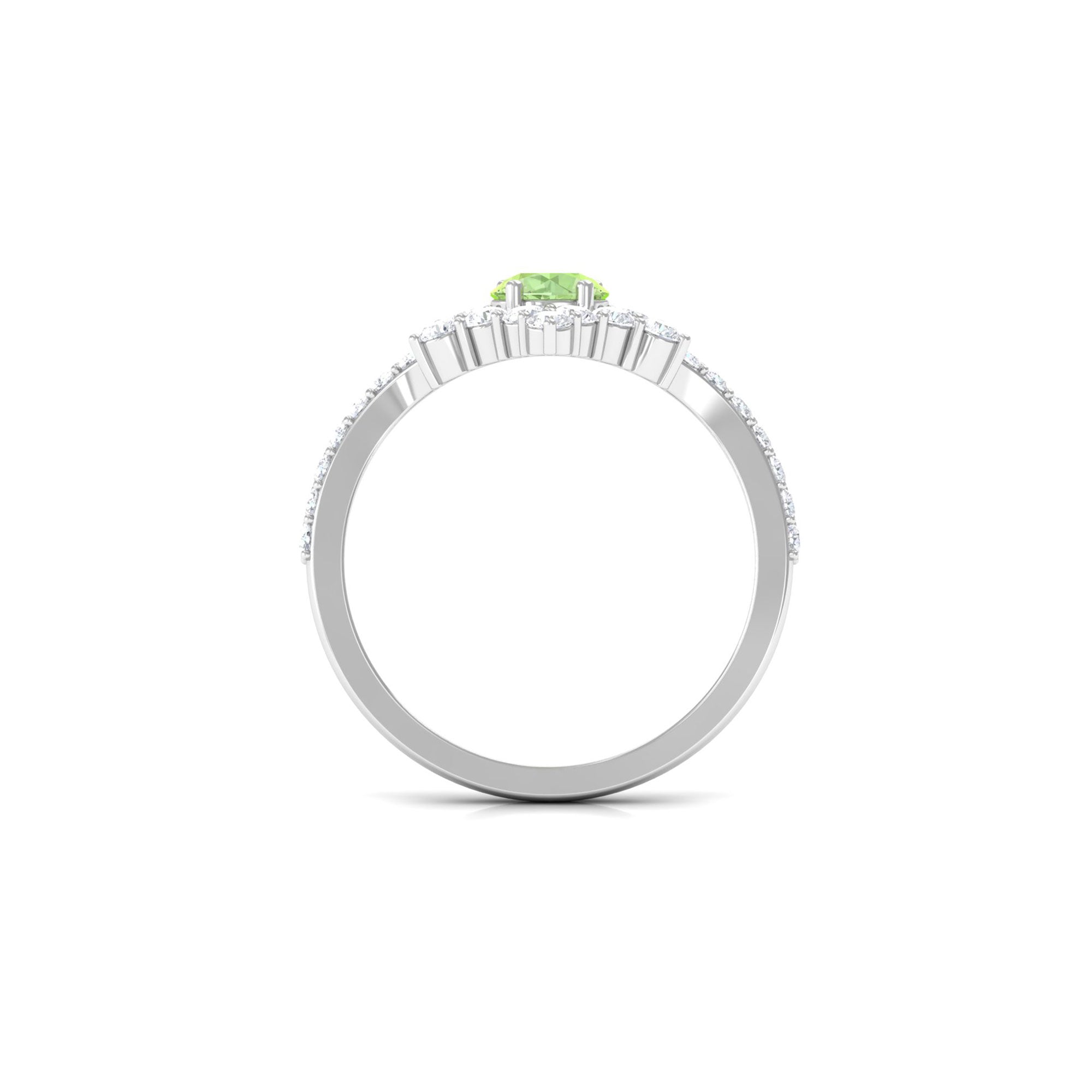 Rosec Jewels-Round Green Sapphire Designer Engagement Ring with Diamond