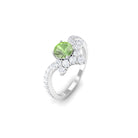 Rosec Jewels-Round Green Sapphire Designer Engagement Ring with Diamond