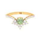 Rosec Jewels-Round Green Sapphire Designer Engagement Ring with Diamond