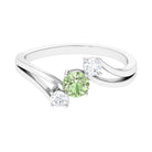 Rosec Jewels-Green Sapphire and Diamond Three Stone Bypass Ring