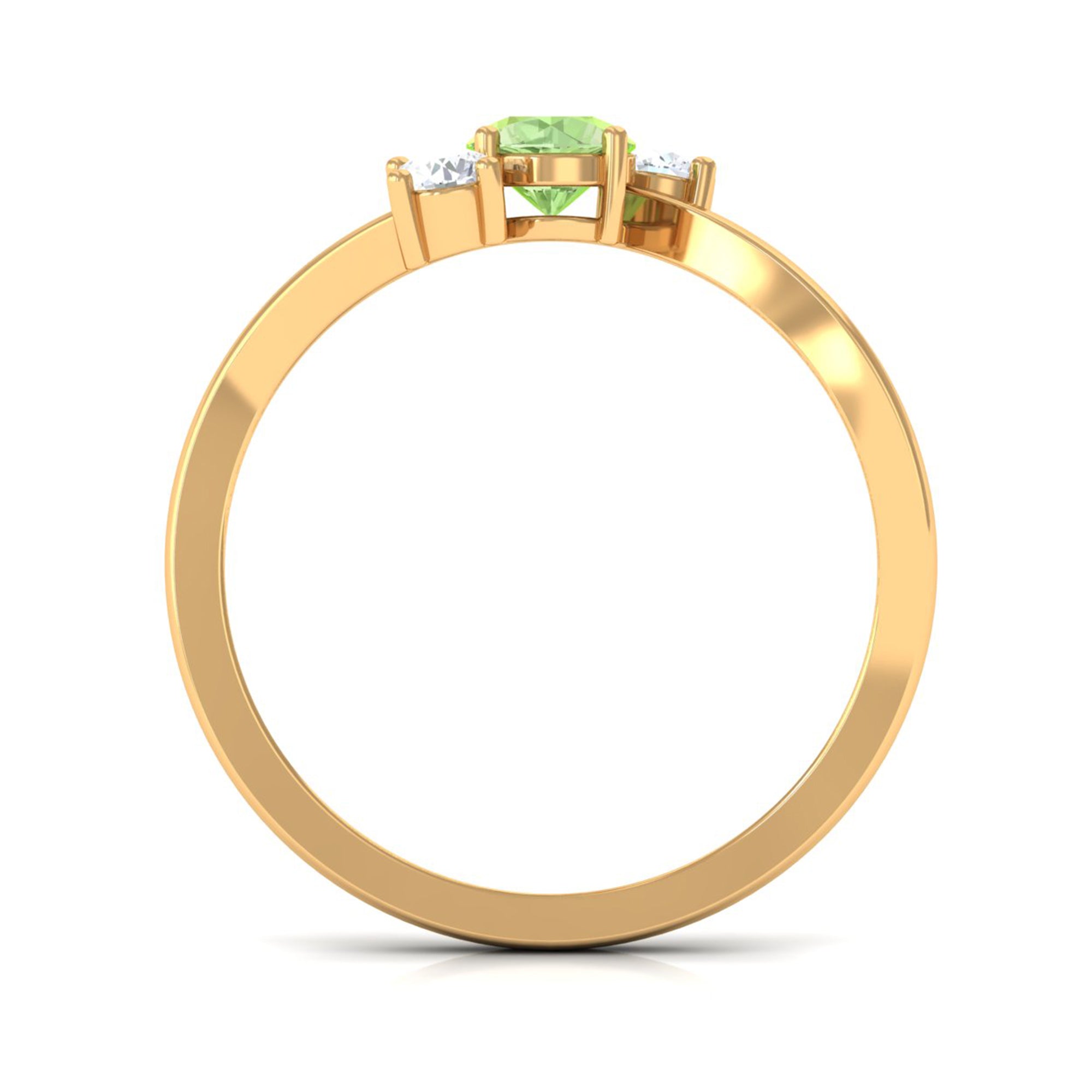 Rosec Jewels-Green Sapphire and Diamond Three Stone Bypass Ring