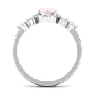 Rosec Jewels-1 CT Round Shape Rose Quartz Floral Engagement Ring with Diamond Trio