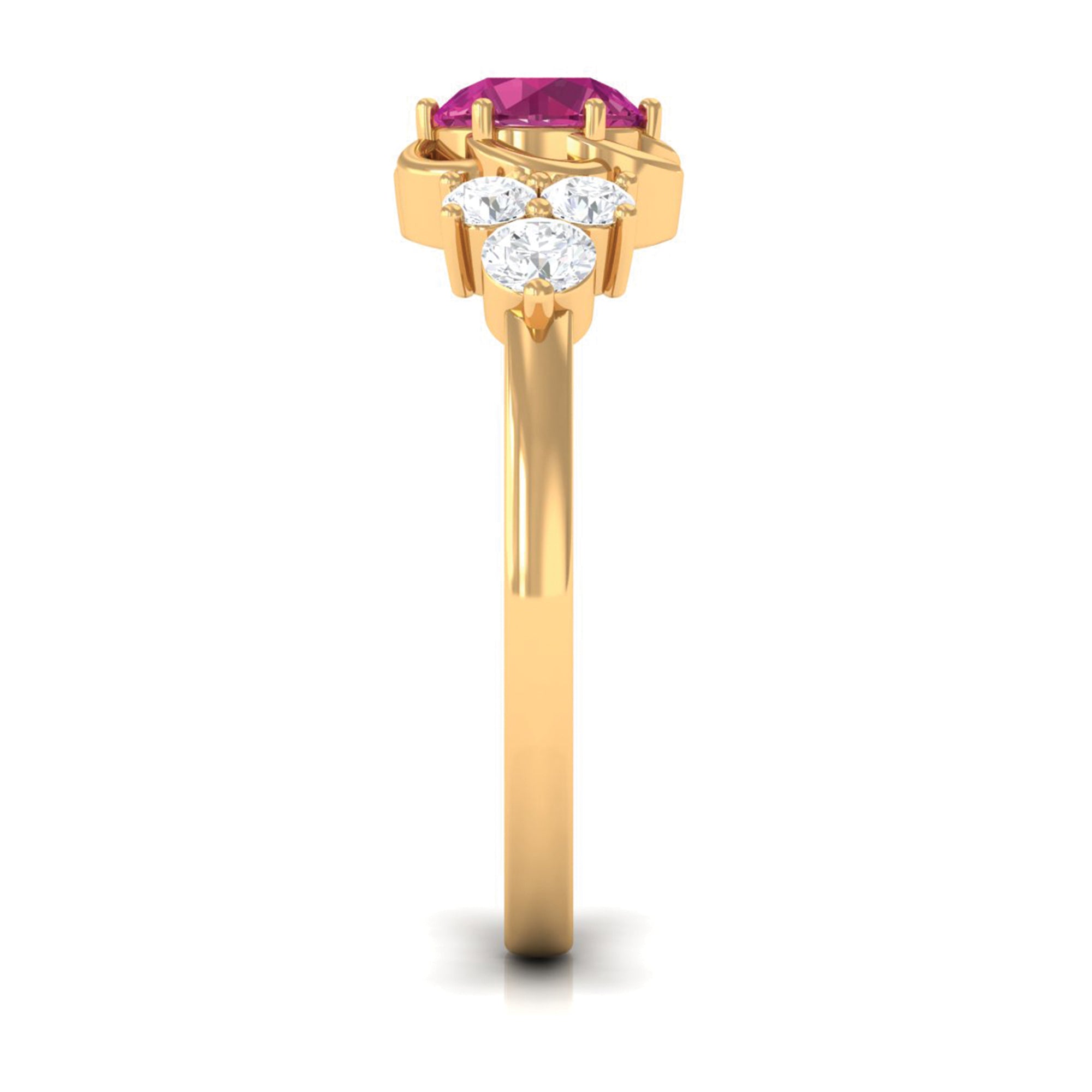 Rosec Jewels-Nature Inspired Floral Ring with Pink Tourmaline and Diamond