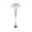 Rosec Jewels-Designer Pink Sapphire and Diamond Halo Engagement Ring with Split Shank