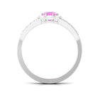 Rosec Jewels-Designer Pink Sapphire and Diamond Halo Engagement Ring with Split Shank