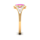 Rosec Jewels-Designer Pink Sapphire and Diamond Halo Engagement Ring with Split Shank