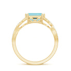 Rosec Jewels-2 CT Emerald Cut Shape Sky Blue Topaz East West Engagement Ring with Diamond