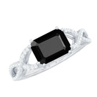 Rosec Jewels-Octagon Created Black Diamond East-West Crossover Ring with Diamond