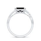 Rosec Jewels-Octagon Created Black Diamond East-West Crossover Ring with Diamond