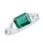 Rosec Jewels-Octagon Created Emerald East-West Crossover Ring with Diamond