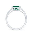 Rosec Jewels-Octagon Created Emerald East-West Crossover Ring with Diamond