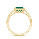 Rosec Jewels-Octagon Created Emerald East-West Crossover Ring with Diamond