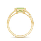 Rosec Jewels-2 CT Emerald Cut Peridot East West Engagement Ring with Diamond