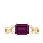 Rosec Jewels-2.25 CT Emerald Cut Rhodolite East West Engagement Ring with Crossover Diamond