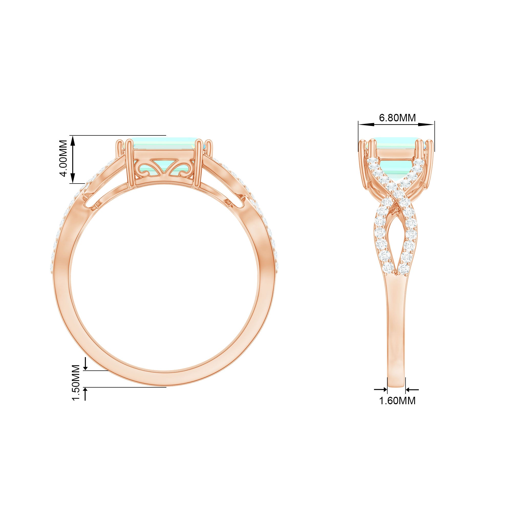 Rosec Jewels-Octagon Ethiopian Opal East West Crossover Ring with Diamond