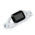 Rosec Jewels-2 CT Octagon Black Onyx East-West Crossover Ring with Diamond