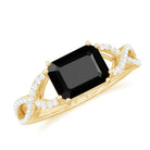 Rosec Jewels-2 CT Octagon Black Onyx East-West Crossover Ring with Diamond