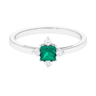 Rosec Jewels-1/2 CT Princess Cut Emerald Minimal Ring with Diamond