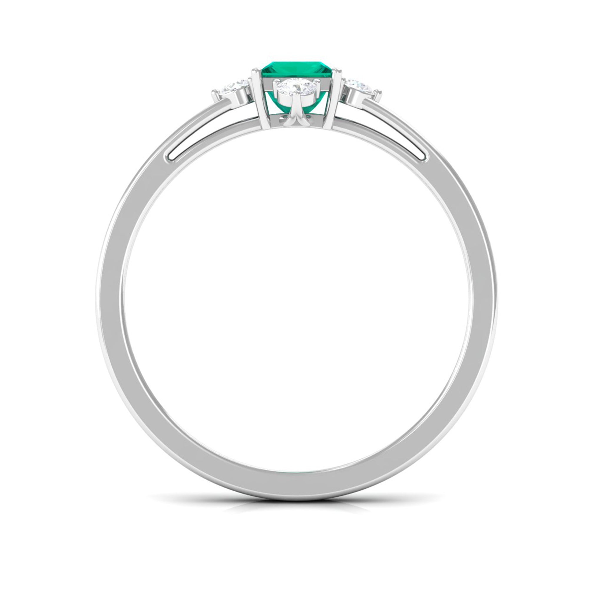 Rosec Jewels-1/2 CT Princess Cut Emerald Minimal Ring with Diamond