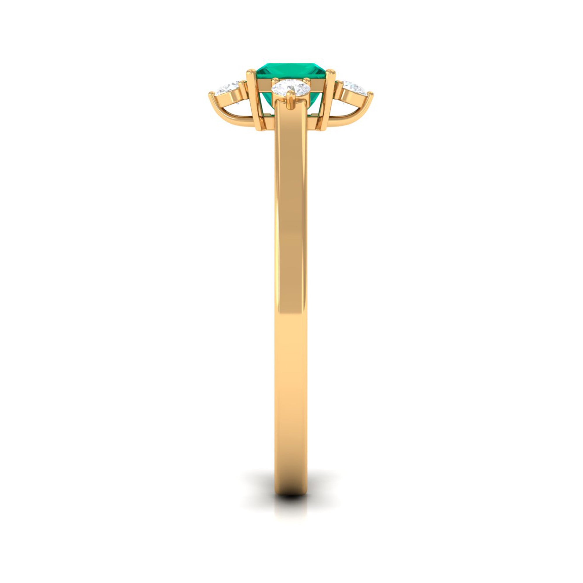 Rosec Jewels-1/2 CT Princess Cut Emerald Minimal Ring with Diamond