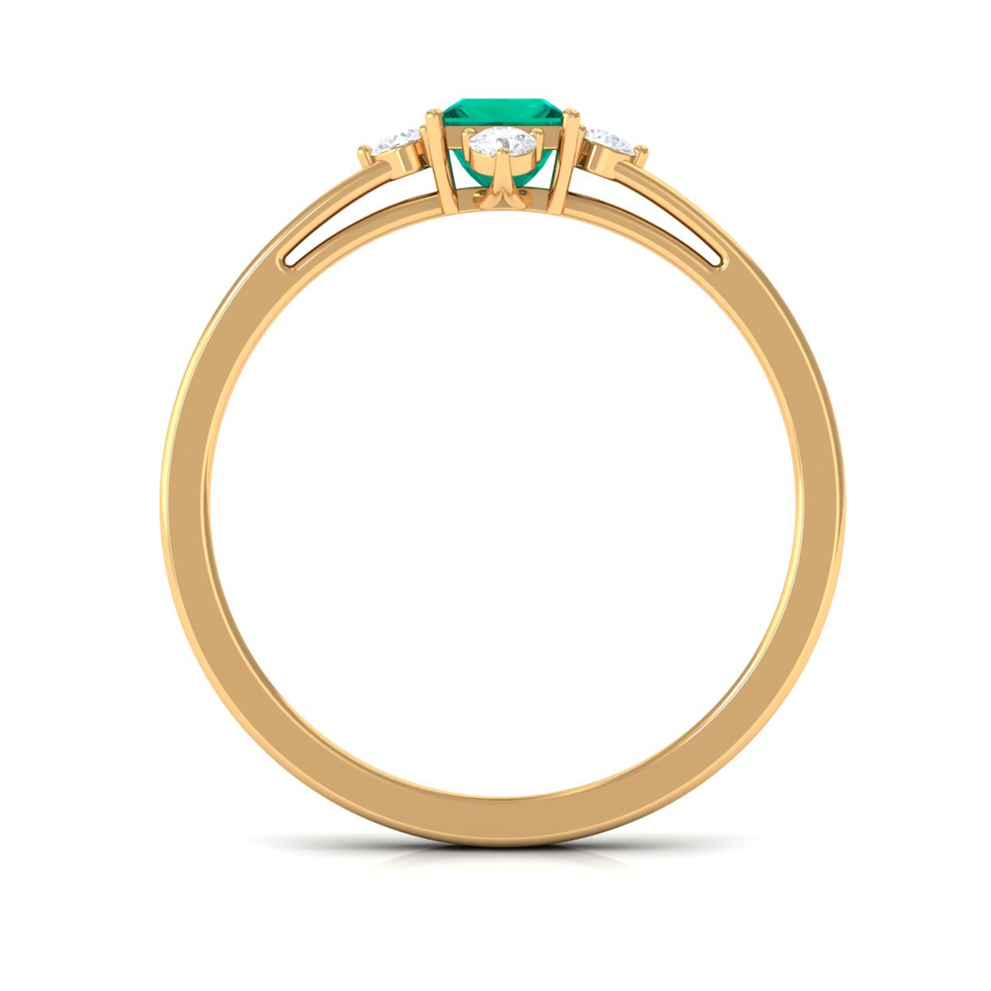 Rosec Jewels-1/2 CT Princess Cut Emerald Minimal Ring with Diamond