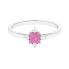 Rosec Jewels-Minimal Princess Cut Pink Sapphire and Diamond Promise Ring