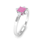 Rosec Jewels-Minimal Princess Cut Pink Sapphire and Diamond Promise Ring