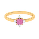 Rosec Jewels-Minimal Princess Cut Pink Sapphire and Diamond Promise Ring