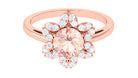 Rosec Jewels-Round Morganite Flower Engagement Ring with Diamond