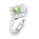 Rosec Jewels-Real Green Sapphire and Diamond Ring with Textured Details