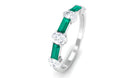 Certified Emerald Half Eternity Ring with Diamond Emerald - ( AAA ) - Quality - Rosec Jewels