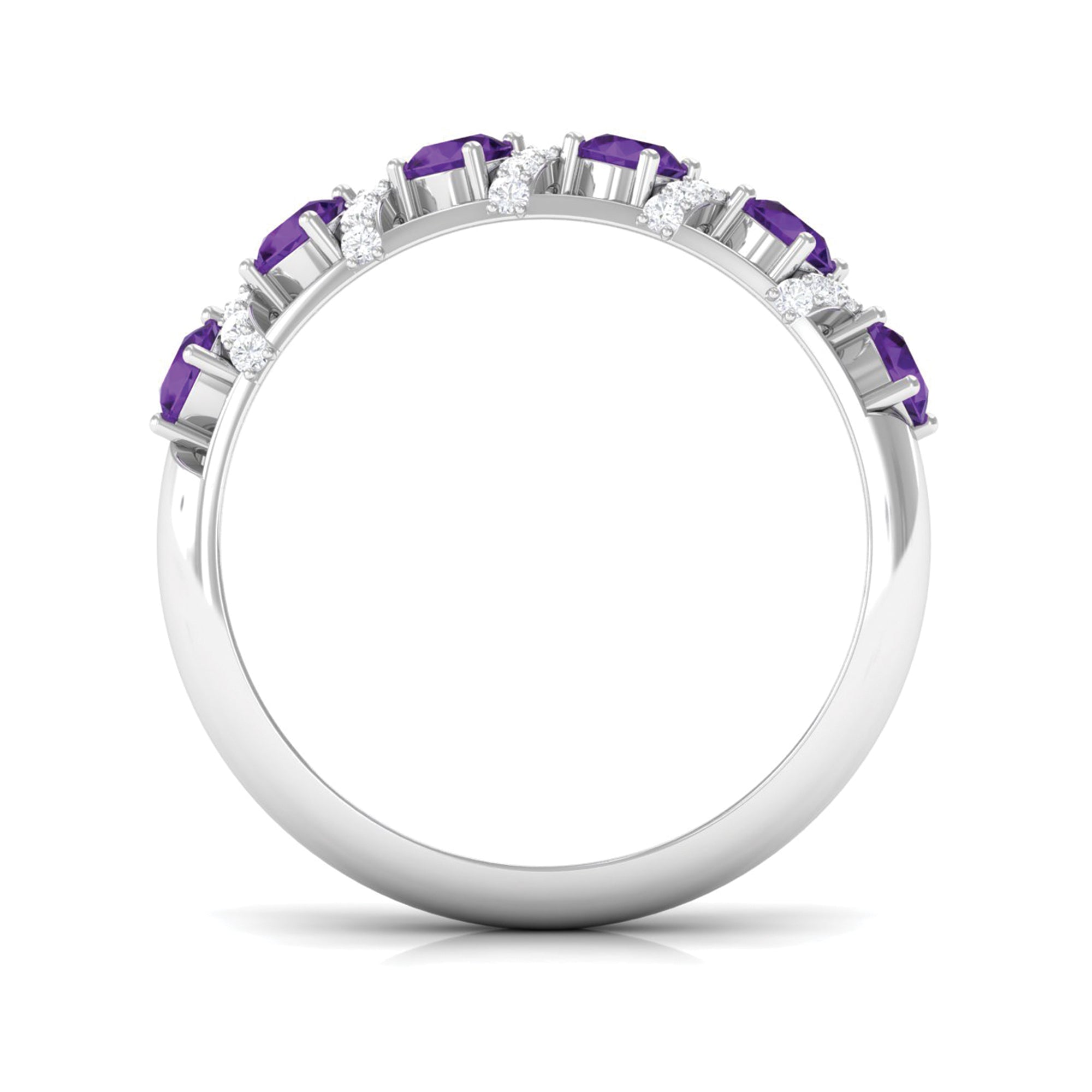 3/4 CT Amethyst and Diamond Designer Anniversary Ring Amethyst - ( AAA ) - Quality - Rosec Jewels