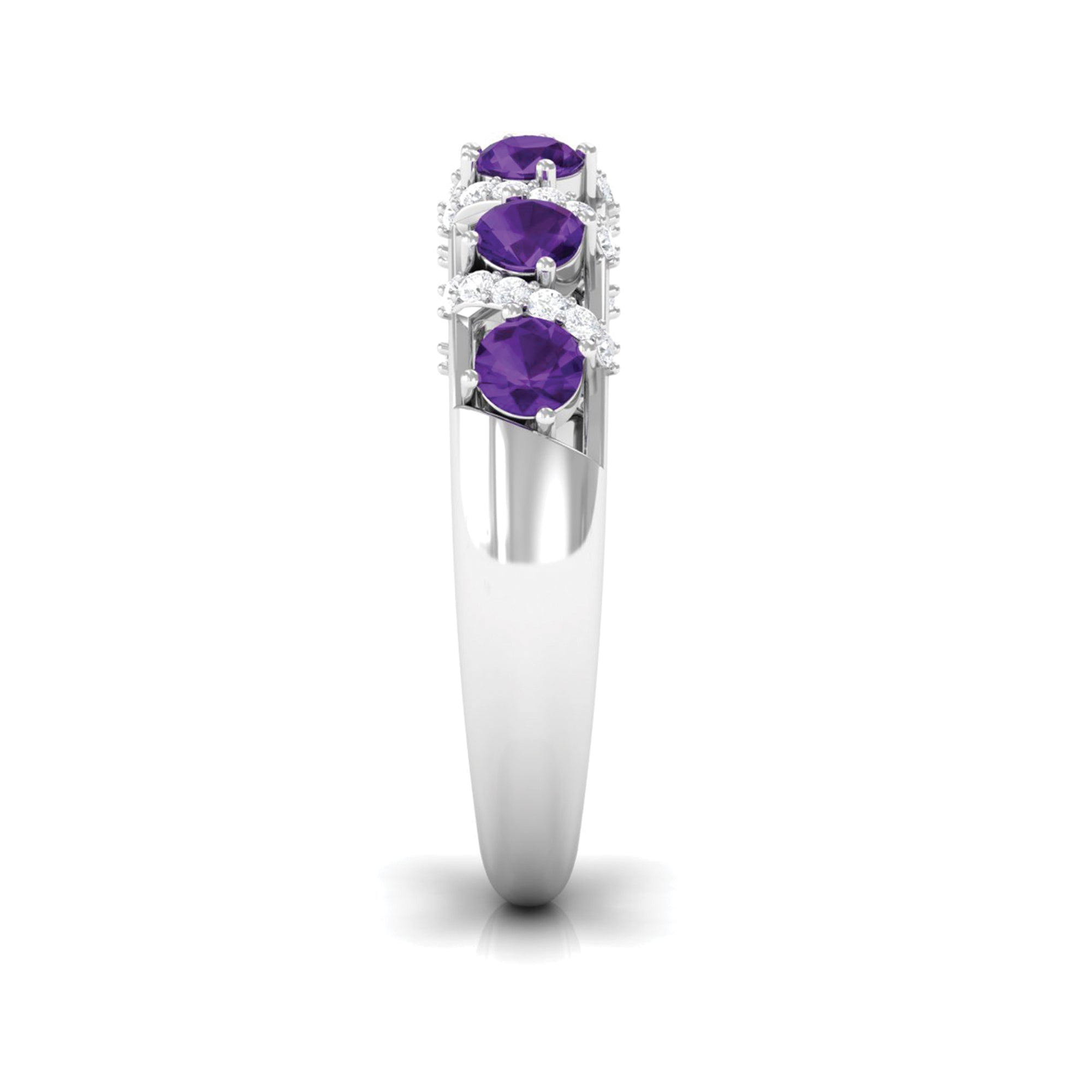 3/4 CT Amethyst and Diamond Designer Anniversary Ring Amethyst - ( AAA ) - Quality - Rosec Jewels