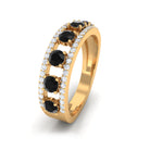 3/4 CT Black Onyx Anniversary Band Ring with Diamond Black Onyx - ( AAA ) - Quality - Rosec Jewels