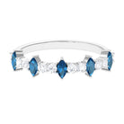 Rosec Jewels-1.25 CT London Blue Topaz and Diamond Half Eternity Ring