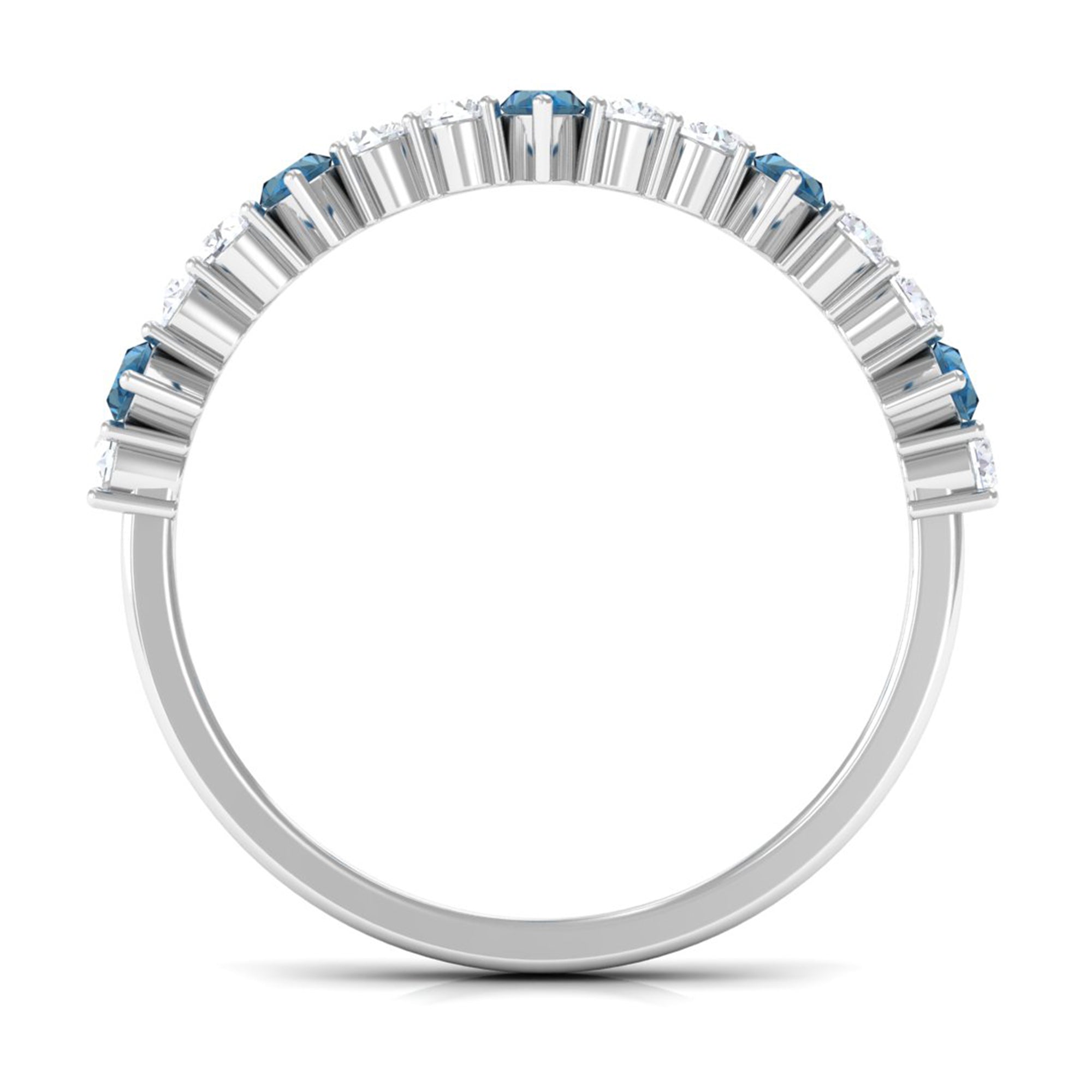 Rosec Jewels-1.25 CT London Blue Topaz and Diamond Half Eternity Ring