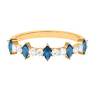 Rosec Jewels-1.25 CT London Blue Topaz and Diamond Half Eternity Ring