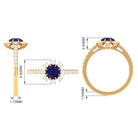 Rosec Jewels-Classic Blue Sapphire Halo Engagement Ring with Diamond