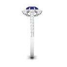 Rosec Jewels-Classic Blue Sapphire Halo Engagement Ring with Diamond